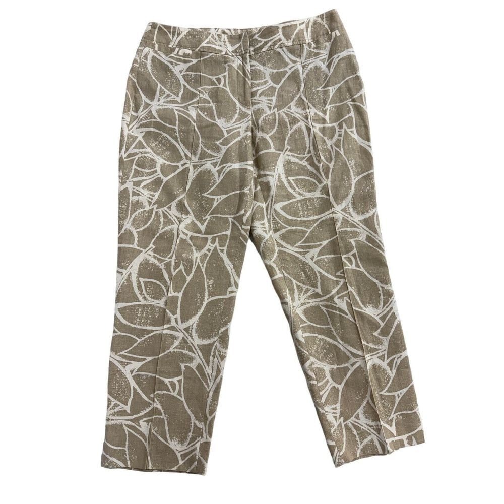 Rafaella Beige and Cream Linen Pant Women's‎ Size 10